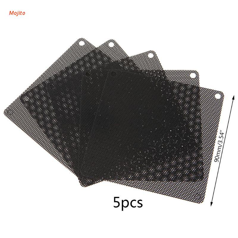 Set 5 Tấm Lưới Lọc Bụi Bằng Pvc 90mm Màu Đen Cho Quạt Tản Nhiệt Máy Tính