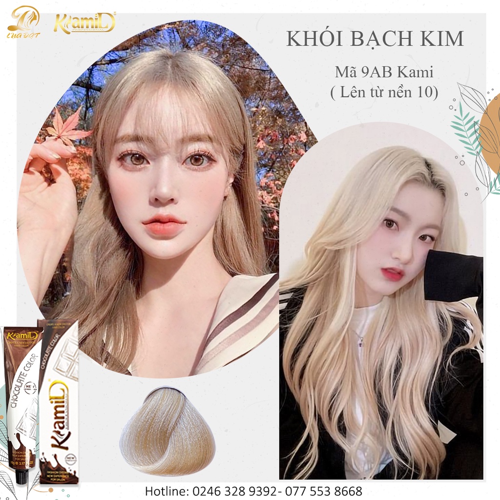 KHÓI BẠCH KIM-Thuốc nhuộm tóc màu khói bạch kim cần tẩy tóc màu nhuộm Kami 9AB+Tặng kèm trợ dưỡng