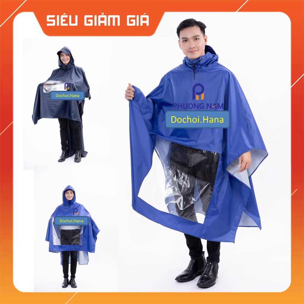 Áo Mưa Vải Dù  [ 1m 4 - VẢI DÙ ]  Áo mưa người lớn, Có kiếng phủ đèn xe, xẻ tà, Vải dù siêu bền,không họa tiết.