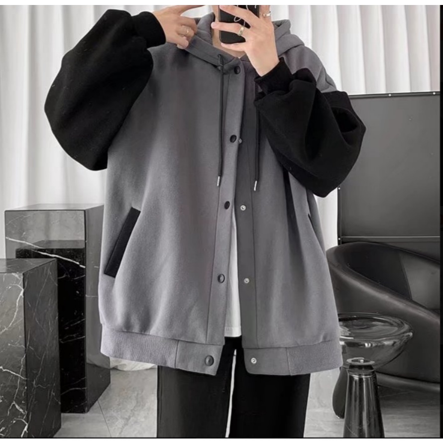 Áo Khoác Hoodie Dáng Rộng Phong Cách Hàn Quốc Thời Trang Cho Nam Giới simple áo khoác unisex hoodie