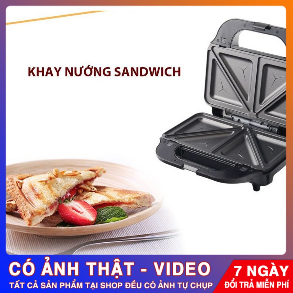 Máy Nướng Bánh Mì Sandwich, Bánh mì kẹp, Bánh Waffe Tiross TS9655 - 3 Khay (900W) - Bảo Hành Chính Hãng 12 tháng.