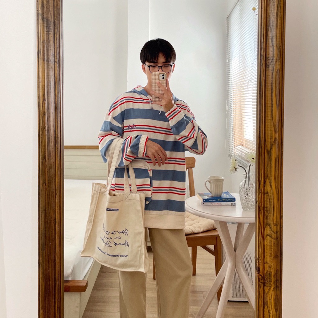 NOBITA HOME - ÁO HOODIE KẺ SỌC THÊU SHIFT