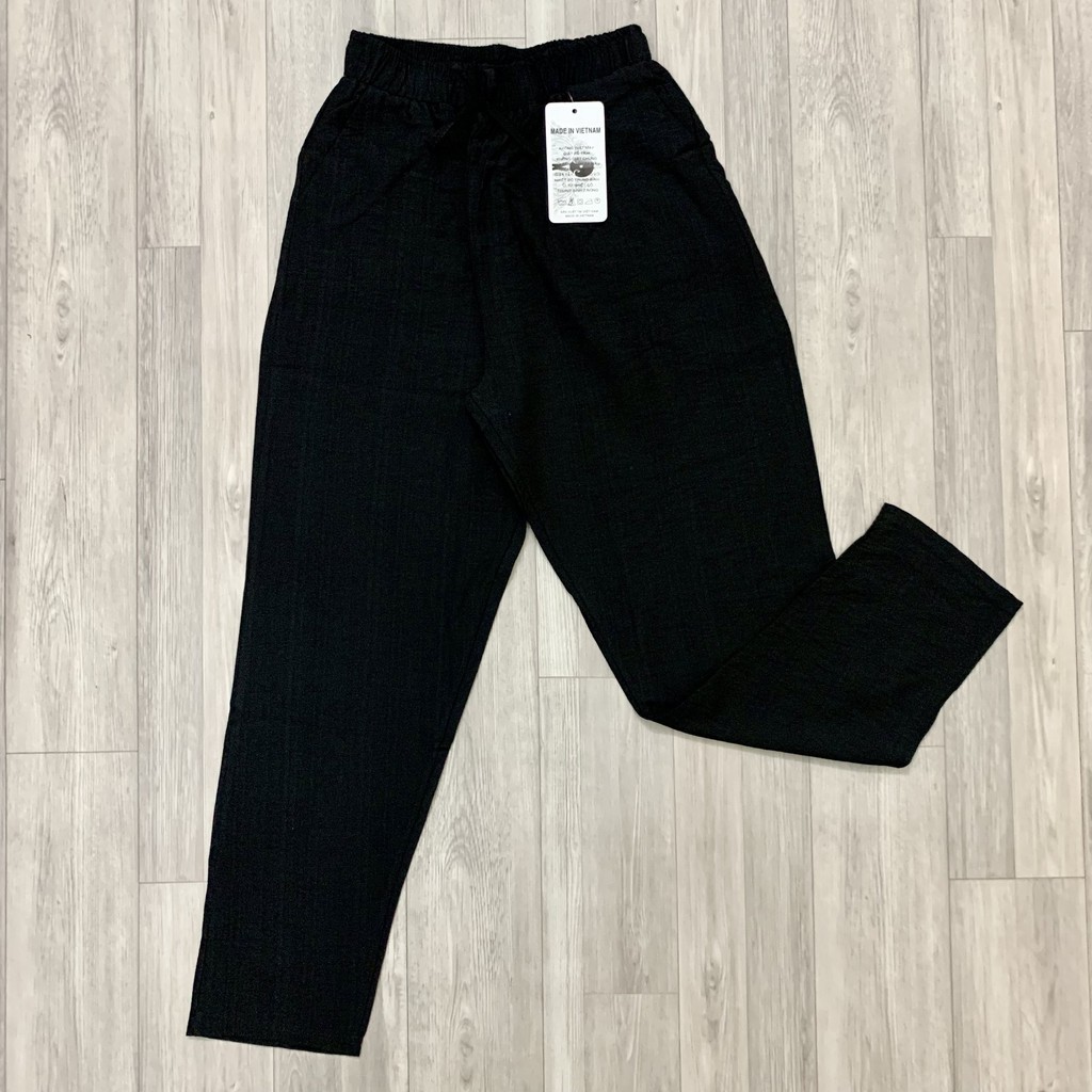 Quần Baggy Nữ Cạp Chun Vải Đũi Siêu Mềm Mịn Mát, Màu Sắc Đẹp Lung Linh - Đủ size