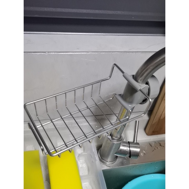 Giá để rẻ rửa bát cài vòi, Giá inox để búi rửa bát kẹp vòi nước