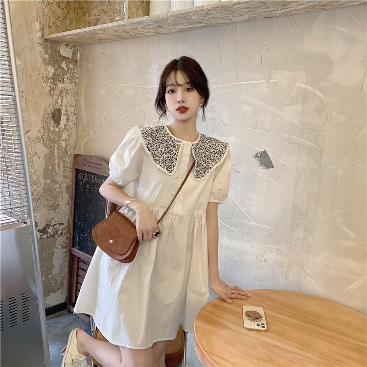 Đầm Ngắn Tay Với Thiết Kế Trơn Màu Xinh Xắn Dành Cho