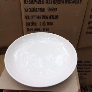 Hộp 3 đĩa men trắng dày dặn 20cm