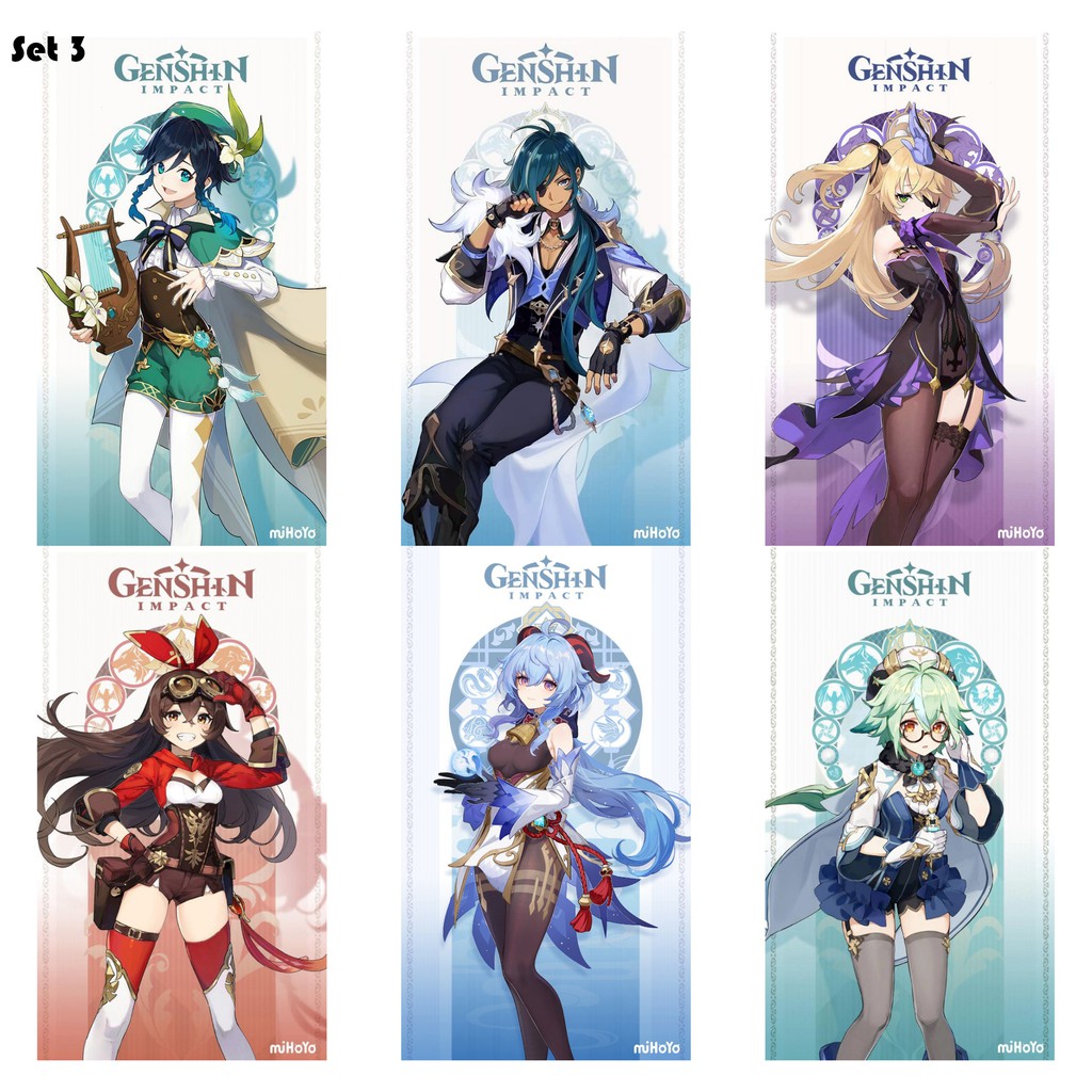 Bộ 6 Poster game Genshin Impact (bóc dán) - A3,A4,A5