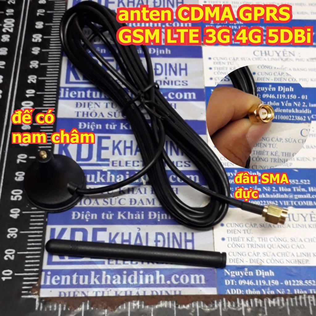 anten nối dài CDMA GPRS GSM LTE 3G 4G 5DBi cao 11cm, dây dài 3m, đầu SMA đực kde6101