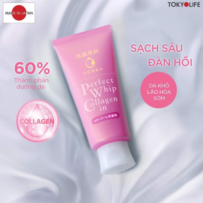 Sữa rửa mặt tạo bọt bổ sung Collagen Senka Perfect Whip Collagen In 120g | BigBuy360 - bigbuy360.vn