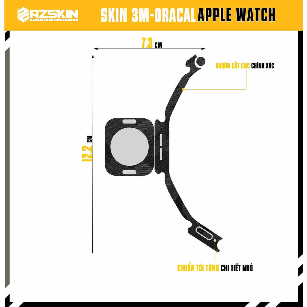 Miếng Dán Skin Apple Watch Camo Black |SK_AWCAMO01| Chất Liệu Film 3M Cao Cấp, Khuôn Cắt CNC, Dễ Dán Tại Nhà
