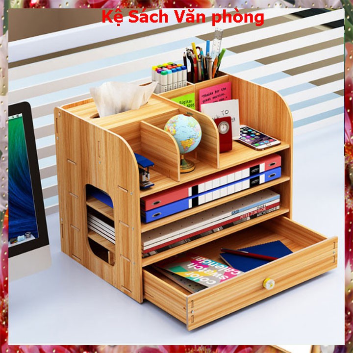 Kệ Sách Để Bàn Gỗ lắp ghép đa năng làm việc tiện lợi thông minh