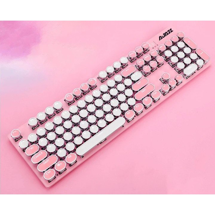 Keycap nút phím Typewriter dạng tròn bọc viền bạc xuyên led đẹp, in doubleshot ko bị mờ chữ [KHÔNG PHẢI LÀ BÀN PHÍM]