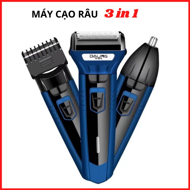 Máy cạo râu khô đa năng 2 lưỡi may cao rau nam cạo khô không rát 3 trong 1 kiêm tông đơ cắt tóc tỉa lông mũi PT9066