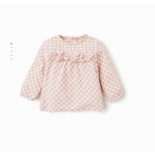 Áo sơ mi kẻ hồng zara sz 12/18m-2/3y