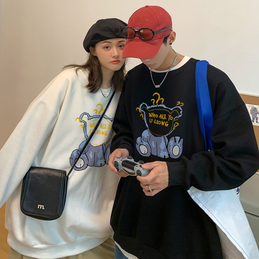 Áo sweater tay dài cổ tròn in chữ phong cách Harajuku Hàn Quốc dễ phối đồ cho nam và nữ size S-3XL 2021 | BigBuy360 - bigbuy360.vn
