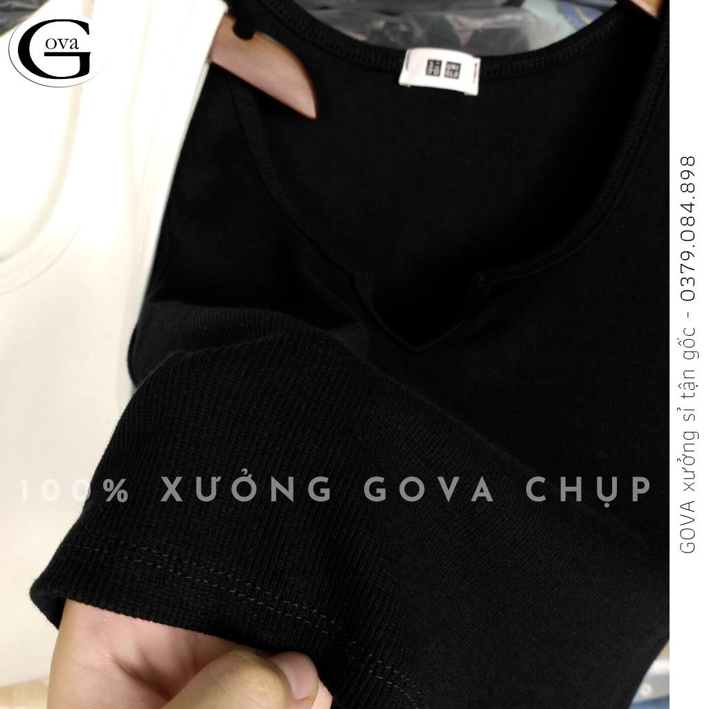 Áo Croptop Ba Lỗ XẺ CỔ CHỮ V Thun Gân Kiểu Sexy Nữ, Áo Thun Ôm Body Đẹp GOVA
