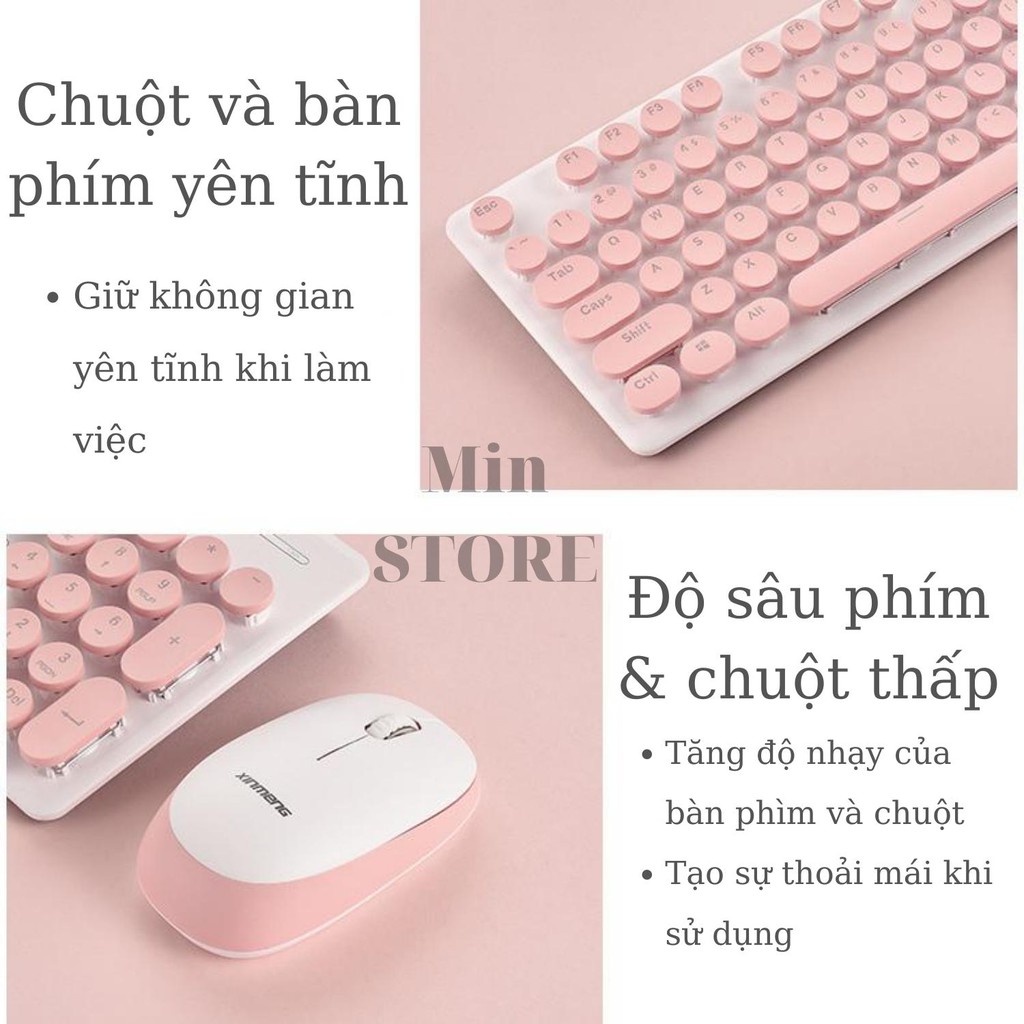 Bộ Chuột và Bàn Phím Không Dây Siêu Đẹp N520 Mẫu Cao Cấp Màu Cực Đẹp, Phím Siêu Êm  - Min STORE