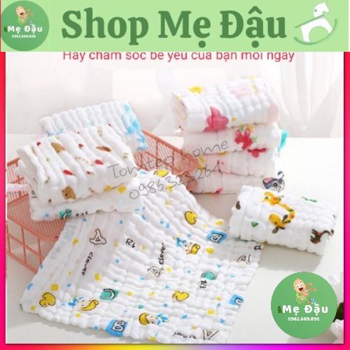 Khăn xô 6 lớp sợi tre muslin, khăn rửa mặt cho bé hàng xuất khẩu, kích thước 30x30cm