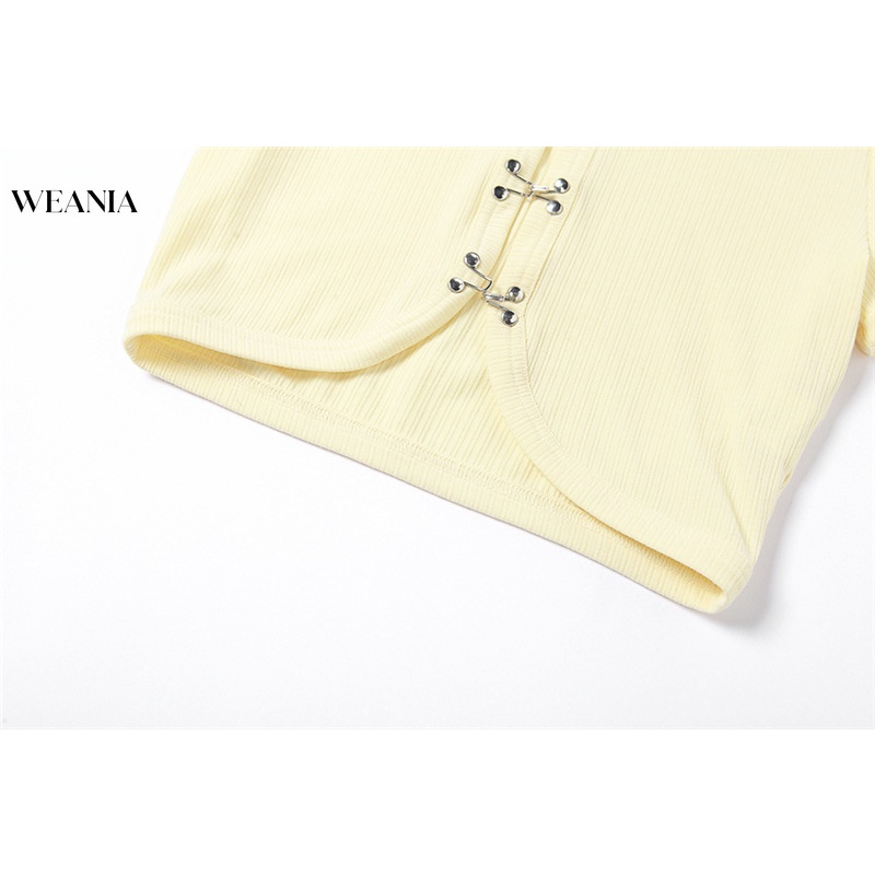 Áo Thun Crop Top Cổ Polo Cài Khóa Thời Trang Cho Nữ