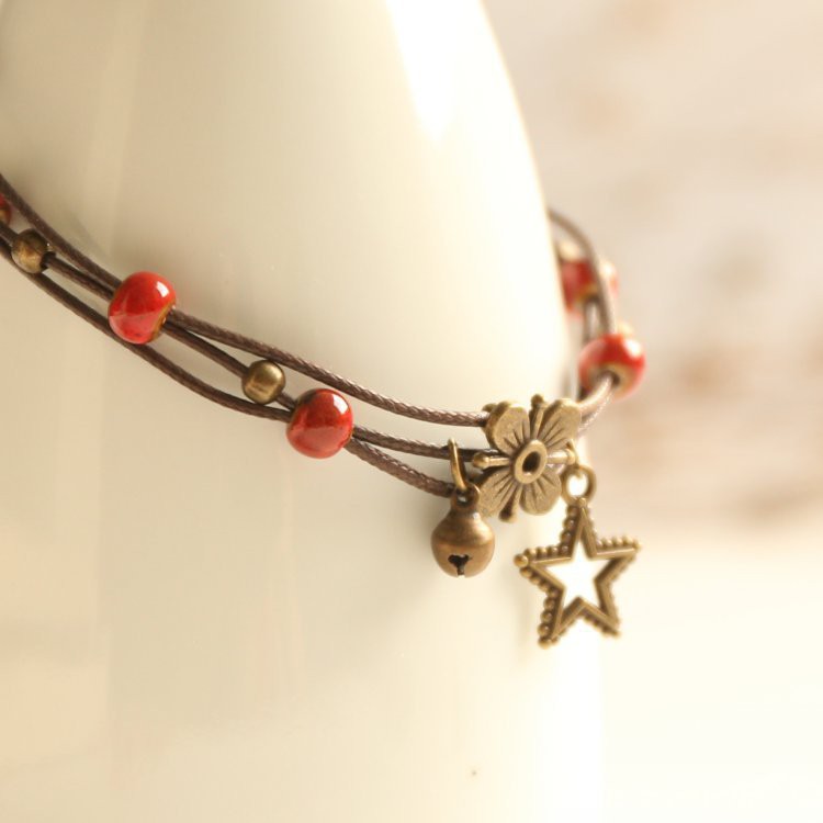 [Mã FARSSTGRE giảm 5K đơn bất kỳ] Vòng chân hạt gốm handmade lắc chân hạt gốm có chuông - Mã VC005 | BigBuy360 - bigbuy360.vn