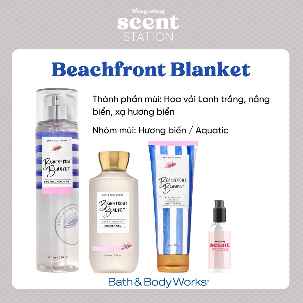 Bộ Sản Phẩm Chăm Sóc Cơ Thể Toàn Diện BBW mùi Beachfront Blanket