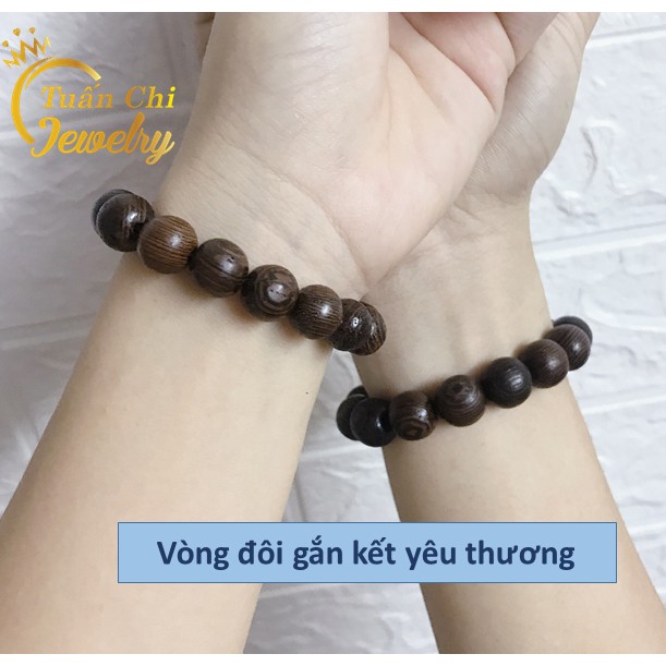 Vòng Tay Trầm Hương  HÀNG CHUẨN Vòng Gỗ Trầm Hương Hạt Tròn Đơn Mùi Thơm Chuẩn Tặng Hộp Gấm Cao Cấp