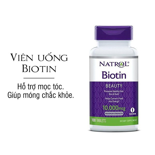 Viên Uống Mọc Tóc Natrol Biotin 10,000mcg Maximum Strength 100 Viên - Hàng Mỹ