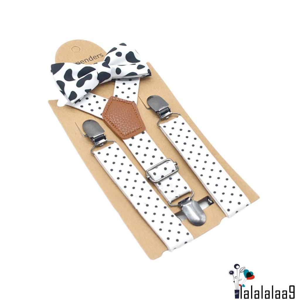 Set Đồ 3 Món Gồm Dây Đai Thắt Nơ Chấm Bi + Dây Đeo + Kẹp Quần Cho Bé Trai