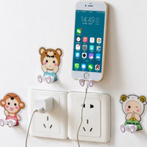 Móc dán tường hình thú giữ dây điện, phích cắm,  kê đỡ sạc điện thoại hoạt hình-GIỮ DÂY ĐIỆN HOẠT HÌNH_K143