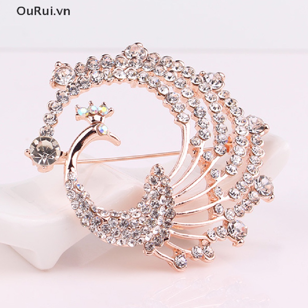 Ghim Cài Áo Hình Con Công Đính Đá Nhân Tạo Thời Trang