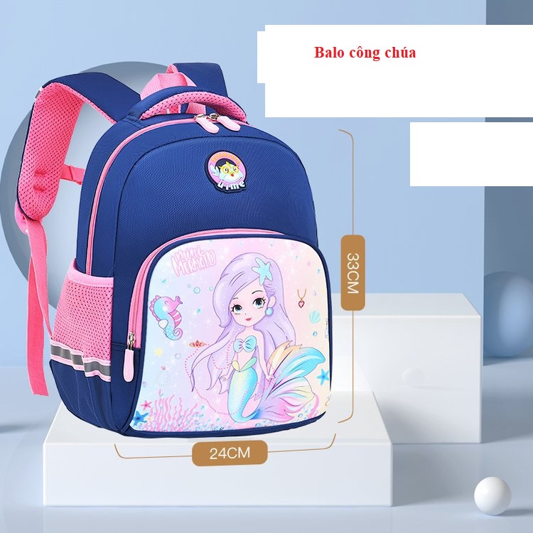 Balo mẫu giáo mầm non cho bé gái hinh công chúa siêu nhẹ, balo elsa công chúa nhiều ngăn