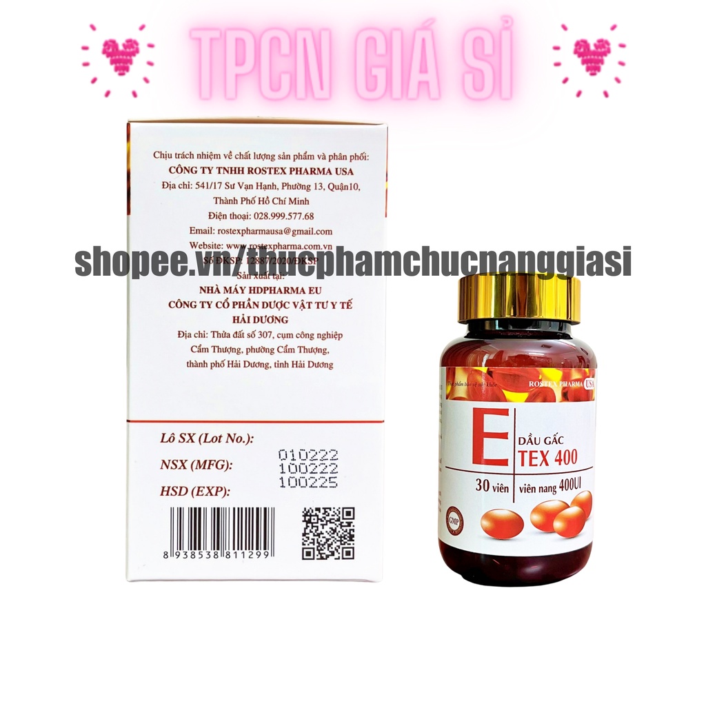 Viên Vitamin e đỏ bổ sung tinh dầu lô hội, hỗ trợ đẹp da, trắng da, sáng da, giảm thâm - Chai 30 viên