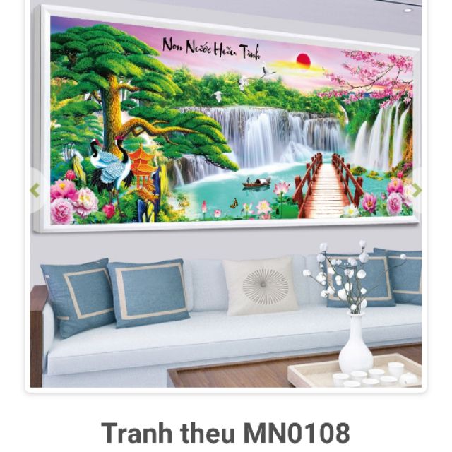 Tranh thêu kín phong cảnh non nước hữu tình mn0108 (200×95)