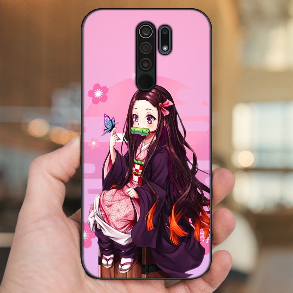 Ốp lưng Xiaomi Redmi 9 viền đen in hình Nezuko Kimetsu no Yaiba