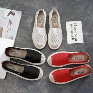 Giày slip-on lưới nữ đế cói