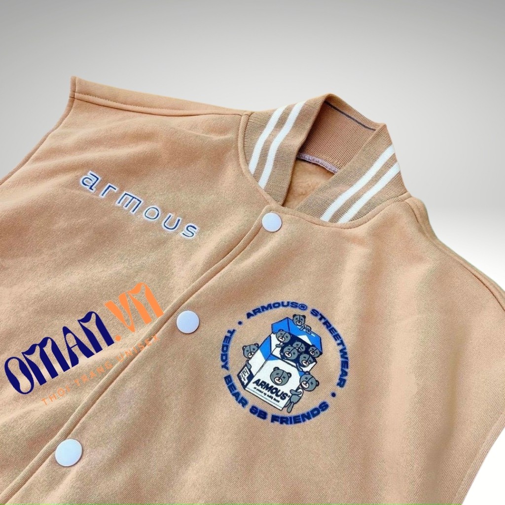 Áo khoác nỉ Cardigan ARMOUS form rộng cá tính unisex Oman