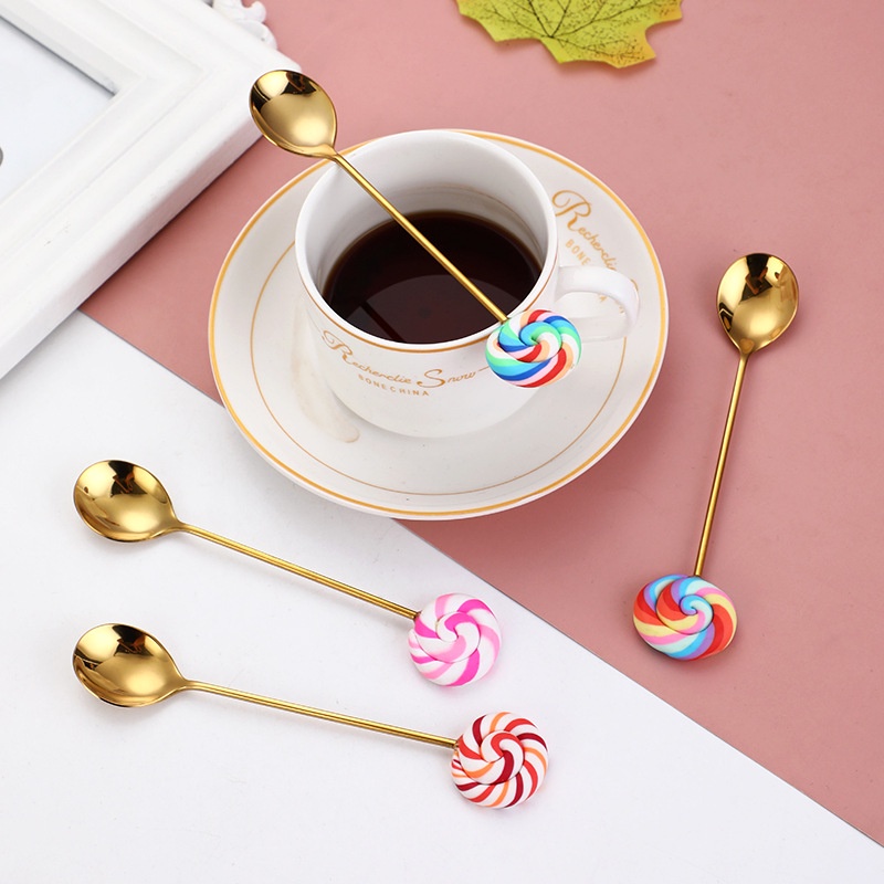 Muỗng/nĩa Bằng Thép Không Gỉ Hình Bánh Donut Nhiều Màu Độc Đáo