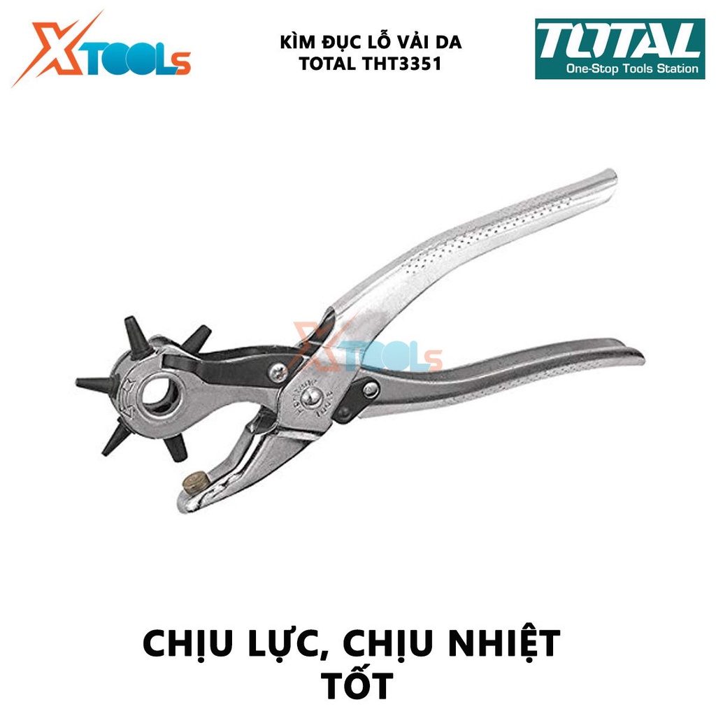 Kìm bấm lỗ TOTAL THT3351 kềm đục lỗ | 0.3kg | hỗ trợ bấm lỗ tròn, lỗ dẹt và lỗ hình oval, bầu dục [XSAFE][XTOOLS]