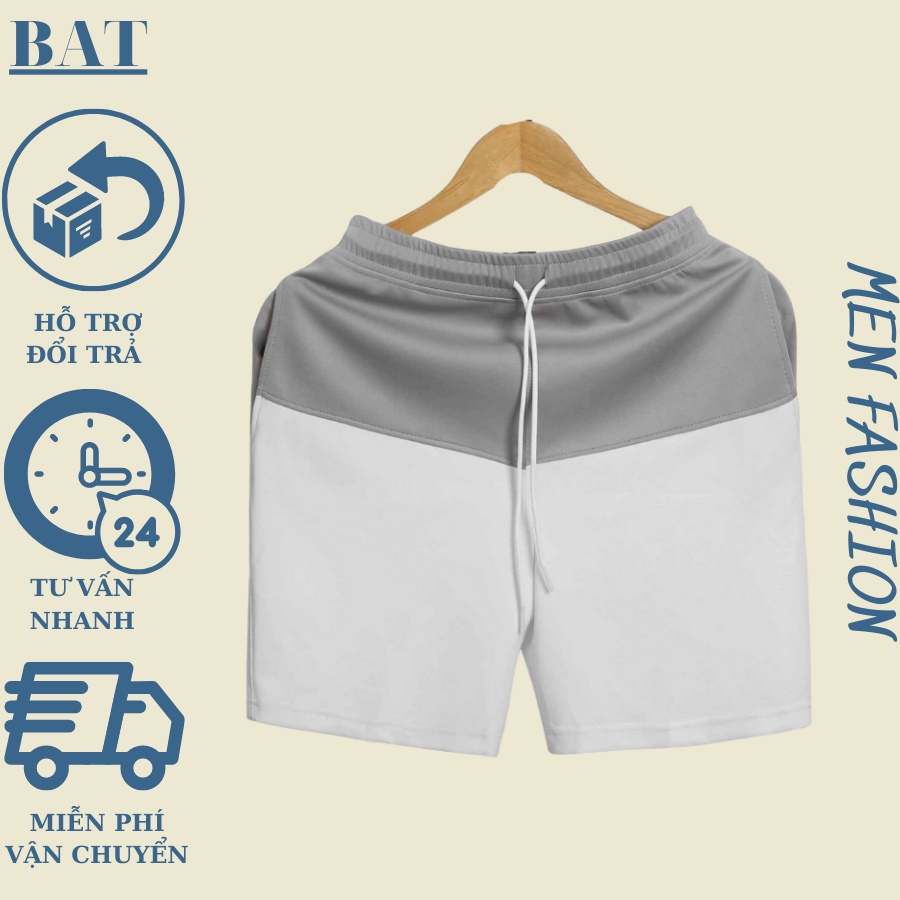 Quần Short thời trang nam BAT, quần phối màu chất cotton mặc mát.