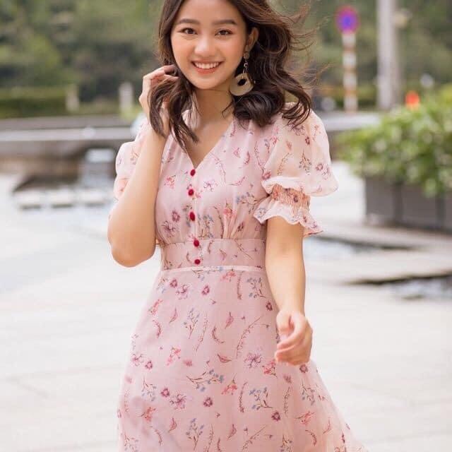 váy olv hoa nhí xinh màu hồng ngọt ngào size S