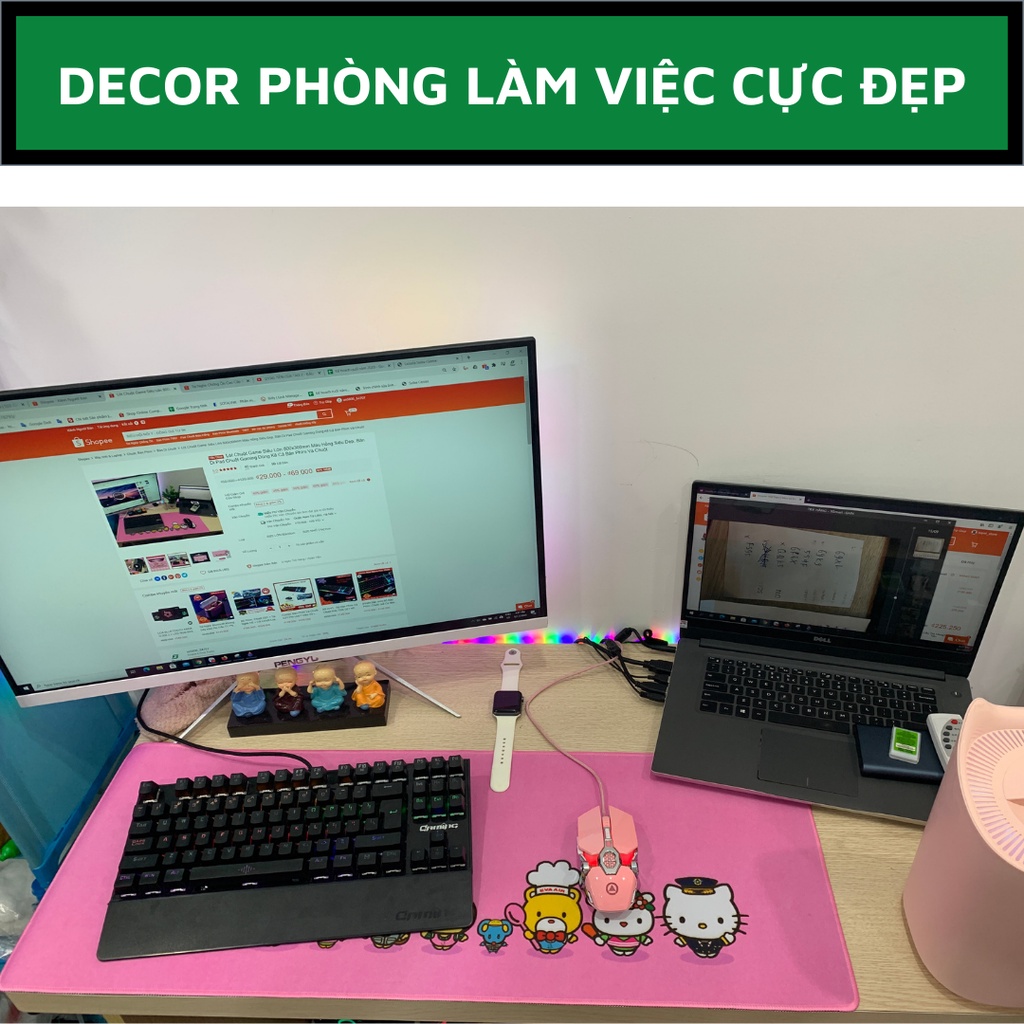 Lót chuột PAD HỒNG CUTE Siêu Lớn 80x30cm Siêu Đẹp, Bàn di chuột gaming kê cả bàn phím và chuột chơi game dùng làm việc