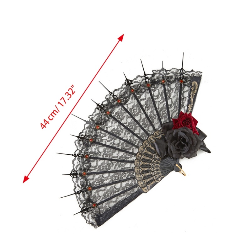 Quạt Xếp Cầm Tay Họa Tiết Hoa Hồng Phong Cách Retro Nhật Bản