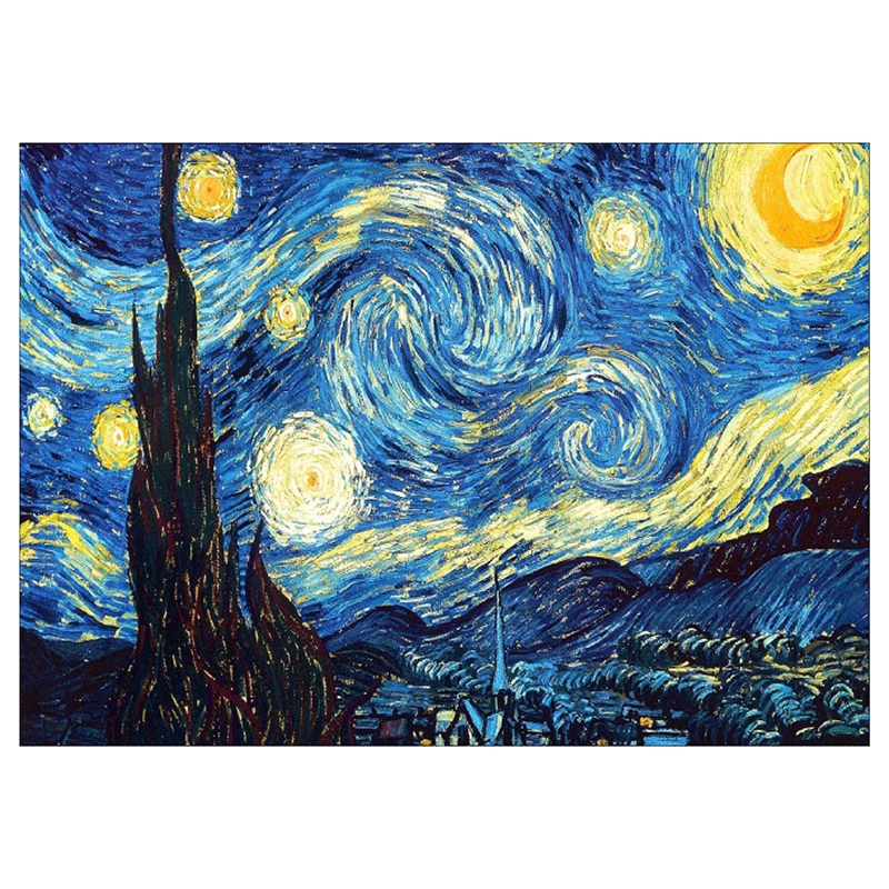 Bộ tranh đính đá thủ công 5D chủ đề tranh "Đêm đầy sao" của Van Gogh