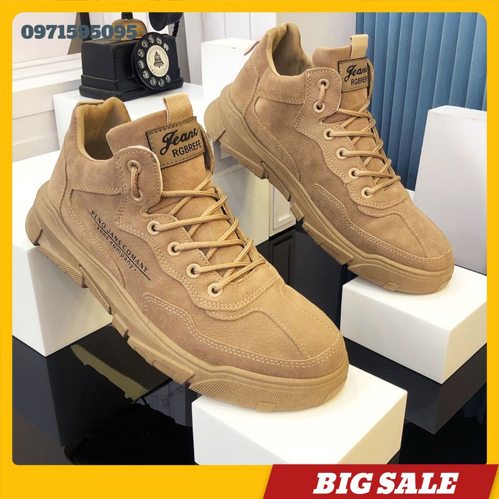 Giày da lộn  ⚜️𝑭𝑹𝑬𝑬𝑺𝑯𝑰𝑷⚜️ -Giày Sneaker Da Lộn Cao Cấp  - SNK912 Nâu