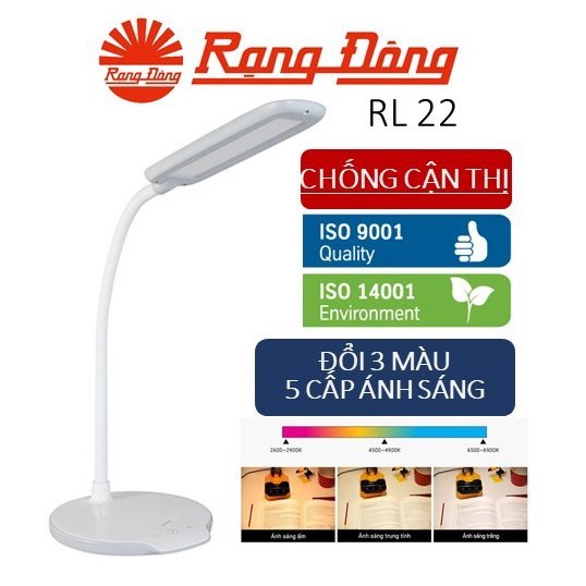 [CHÍNH HÃNG] ĐÈN BÀN CẢM ỨNG CHỐNG CẬN RẠNG ĐÔNG 6W RD-RL-22.LED