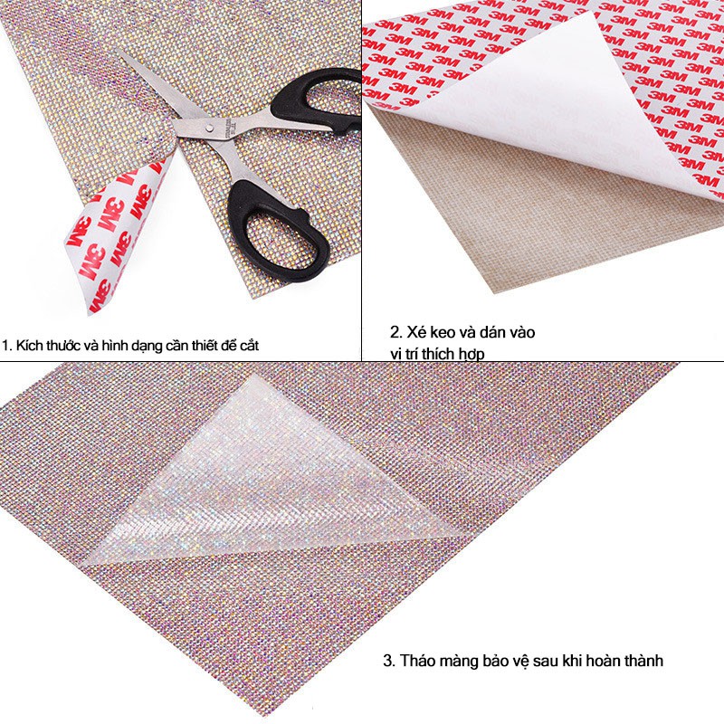 Miếng Dán Hai Mặt Đính Pha Lê 24*20cm Trang Trí Xe Hơi DIY