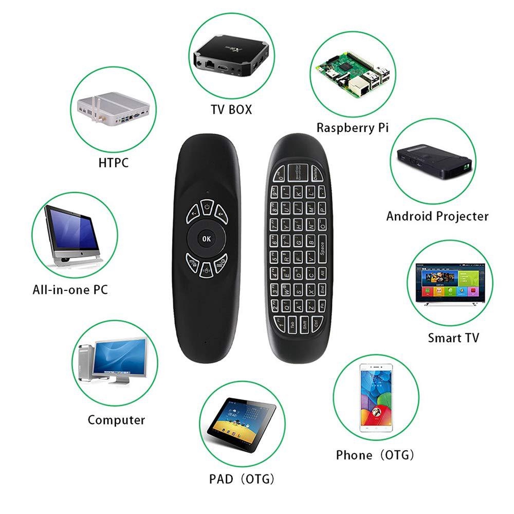 Bàn phím không dây mini chơi game có đèn nền điều khiển từ xa thông minh bằng giọng nói cho hộp TV Android PC