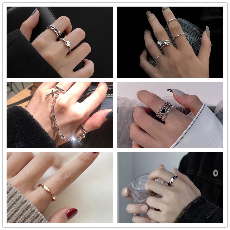 Set Nhẫn Đeo Ngón Tay Phong Cách Hàn Quốc Cho Nữ