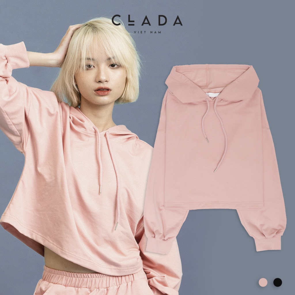 Áo hoodie nỉ có mũ dáng ngắn suông cho nữ | BigBuy360 - bigbuy360.vn