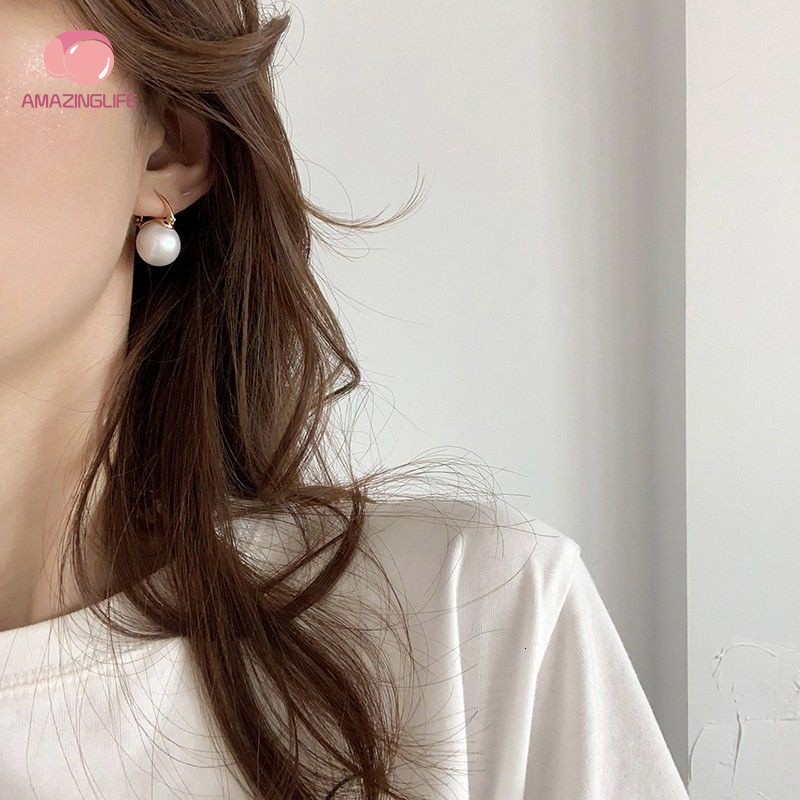 Bông Tai Đính Ngọc Trai Giả Sang Trọng Phong Cách Hàn Quốc